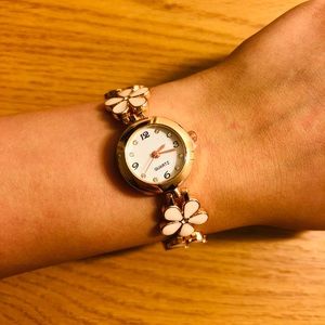 White floral bracelet watch